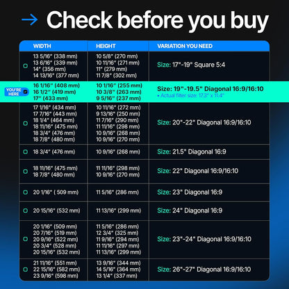 Universal Acrylic 19, 19.5 Inch Computer Privacy Screen Filter for Widescreen Computer Monitors - 17.3" x 11.4" (440 x 290mm) - Monitor Frame Hanging Type