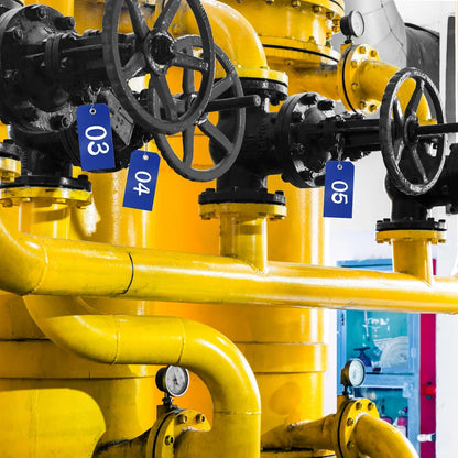 100 Pieces Plastic Shipping Tags with Wires Blank Labeling Tags Waterproof Hang Tags with Reinforcement Hole Durable Wire Tags Labels Stacking Tags for Equipment Parts (Dark Blue, 4 3/4" x 2 3/8")