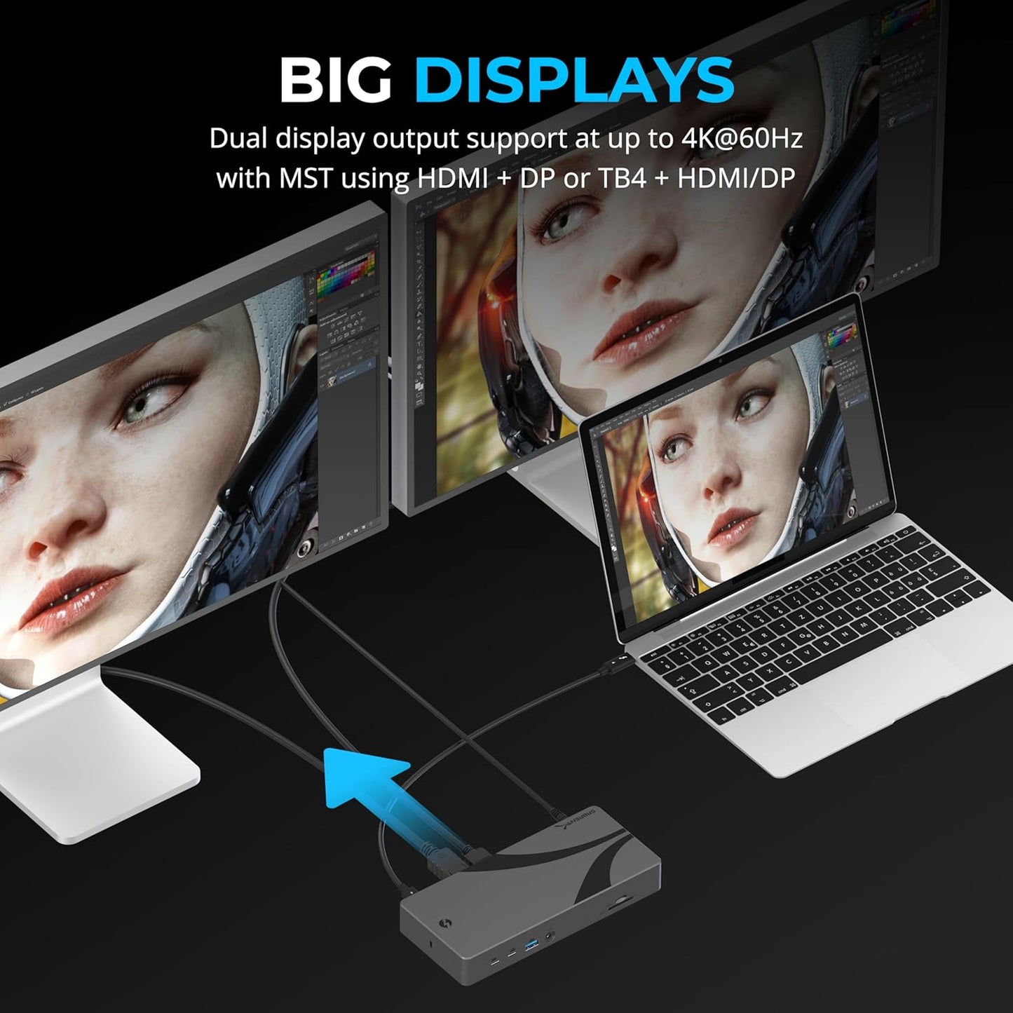 SABRENT Thunderbolt 4 Docking Station, TB4 Ports, 8K/4K, USB4 & TB3 Compatible, DP 1.4, HDMI 2.1, USB-C/USB-A Ports, Gigabit Ethernet, Audio Jack, SD/TF Card Reader, Windows/macOS/Linux (DS-T4MF)