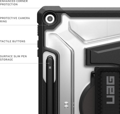 URBAN ARMOR GEAR UAG Designed for Microsoft Surface Pro 1st Edition 12" Case - Rugged Protective Cover with Multi-Angle Built-in Kickstand Pen Holder Hand Strap & Shoulder Strap, Plasma Ice/Black