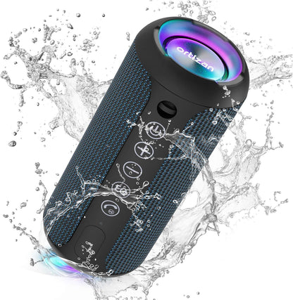 Ortizan Portable Bluetooth Speakers, IPX7 Waterproof Wireless Speaker with 24W Loud Stereo Sound, Outdoor Speaker with Bluetooth 5.3, Deep Bass, RGB Lights, Dual Pairing, 30H Playtime for Home, Party