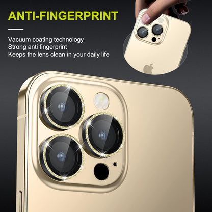 WSKEN [Gold Glitter] for iPhone 14 Pro/iPhone 14 Pro Max Camera Lens Protector,[Night Shooting Mode] HD Tempered Metal Glass Camera Screen Protector Cover Film Accessories
