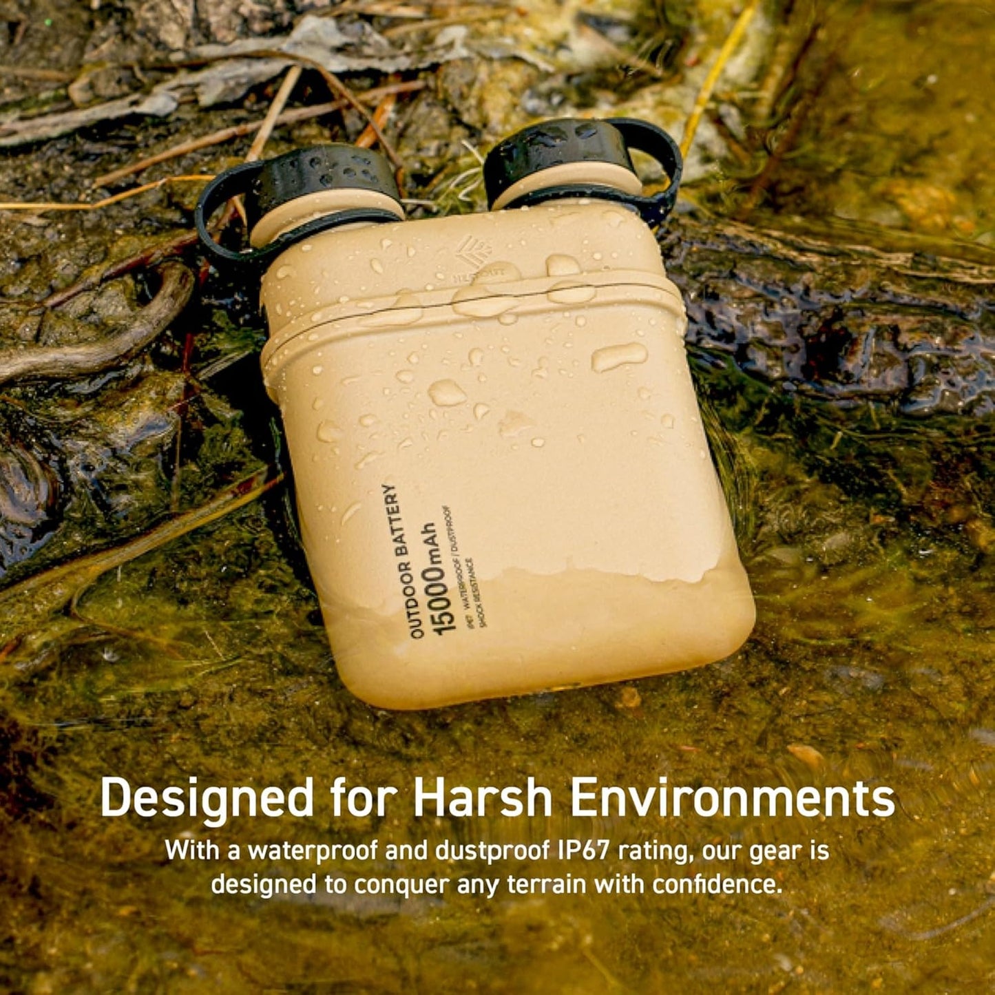 ELECOM NESTOUT Rugged Power Bank, 15000mAh Outdoor Charger, 32W USB C Fast Charging PD, Waterproof IP67, Heavy Duty Shockproof, Tactical Battery Pack for iPhone Tablet Hiking Camping Survival (Black)