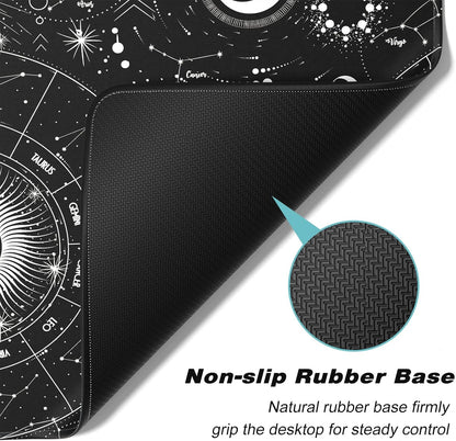Extended Gaming Mouse Pad, XXL Large Desk Pad 30 x 14 Inch, Big Computer Keyboard Mousepad, Waterproof Mouse Mat with Stitched Edges and Non-Slip Base for Women Office Gaming, Sun Moon