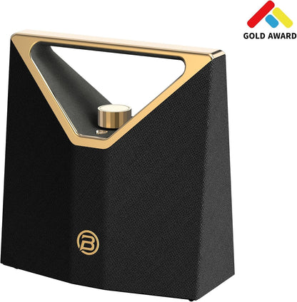BUGANI Brief Plus Bluetooth Speaker Portable 80W, 12H Long Playtime, Bluetooth Broadcast 100+ Connection, Supports AUX/USB, Outdoor Speaker for Camping, Beach, Party, Golden