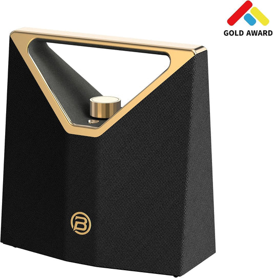 BUGANI Brief Plus Bluetooth Speaker Portable 80W, 12H Long Playtime, Bluetooth Broadcast 100+ Connection, Supports AUX/USB, Outdoor Speaker for Camping, Beach, Party, Golden