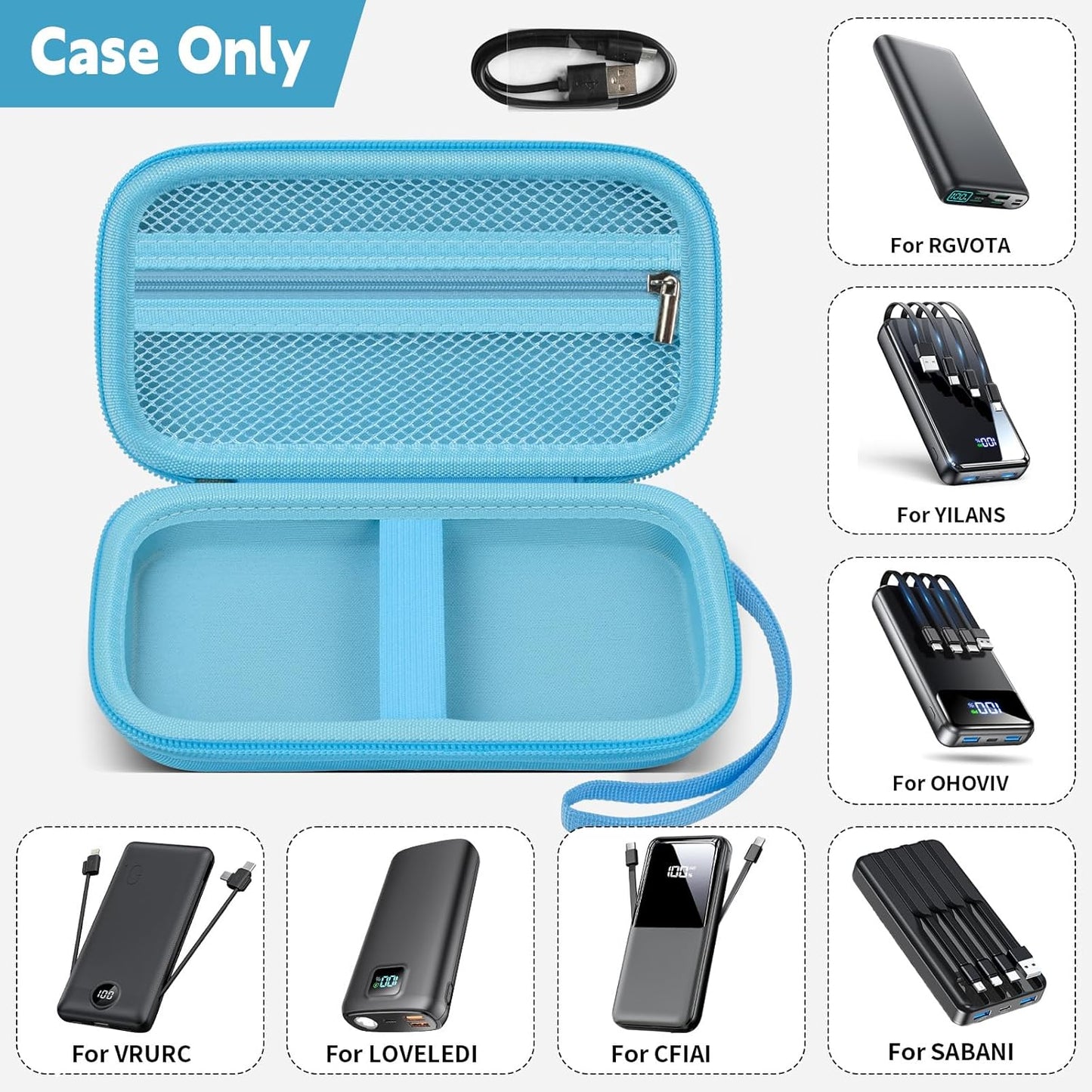 Portable Bank Charger Case for SABANI for Charmast for OHOVIV for VRURC for YILANS for CFIAI for LOVELEDI for RGVOTA for Miday for RONEGN for POIYTL for IAPOS Fast Charging Battery(Blue)