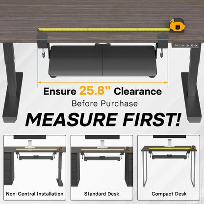 BONTEC KMT01 Under Desk Keyboard Tray, Pull-Out Keyboard & Mouse Platform with C-Clamp, 25.6 x 11.8 in Space-Saving Ergonomic Slide-Out Drawer, Black