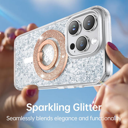 Syncwire Magnetic Phone Grip for MagSafe, Magnetic Sparkle Phone Ring Holder, Rotatable Kickstand Cell Phone Stand Removable MagSafe Accessories for iPhone 15 Pro Max 14 13 12,Android- Rose Gold