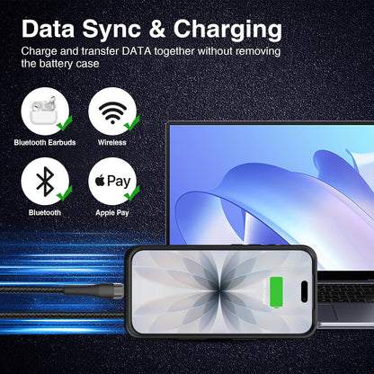 GIN FOXI Battery Case for iPhone 17, Charging Case Charger 8500mAh Ultra-Slim Lightweight Powerful Battery Pack 15W Fast Rechargeable Anti-Fall TPU Juice Box for iPhone 17 (6.3") Black