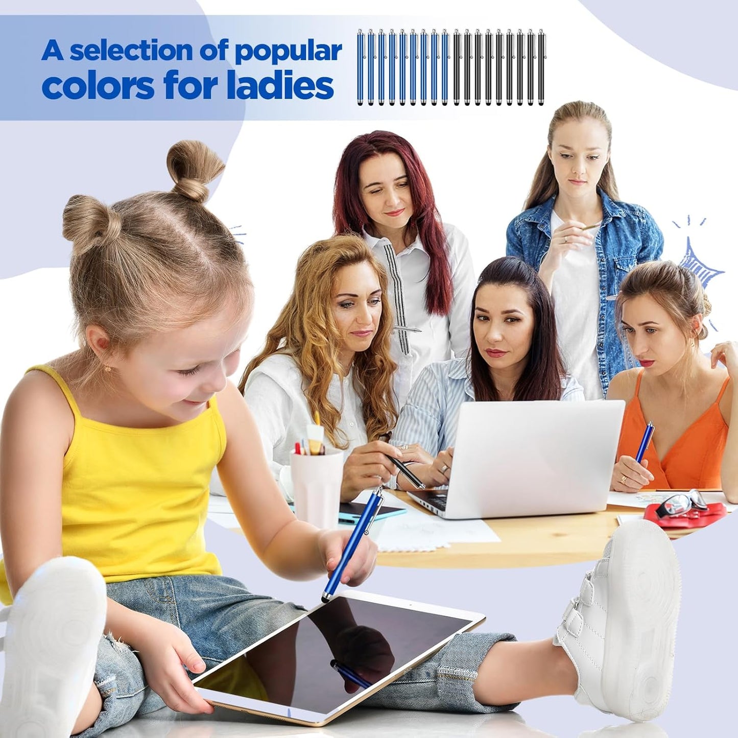 Outus 36 Pcs Stylus Pen for Universal Capacitive Touch Screens Devices, Stylus Pen Compatible with Tablet for Classroom Travel Olders Friendly(Dark Blue,Black)