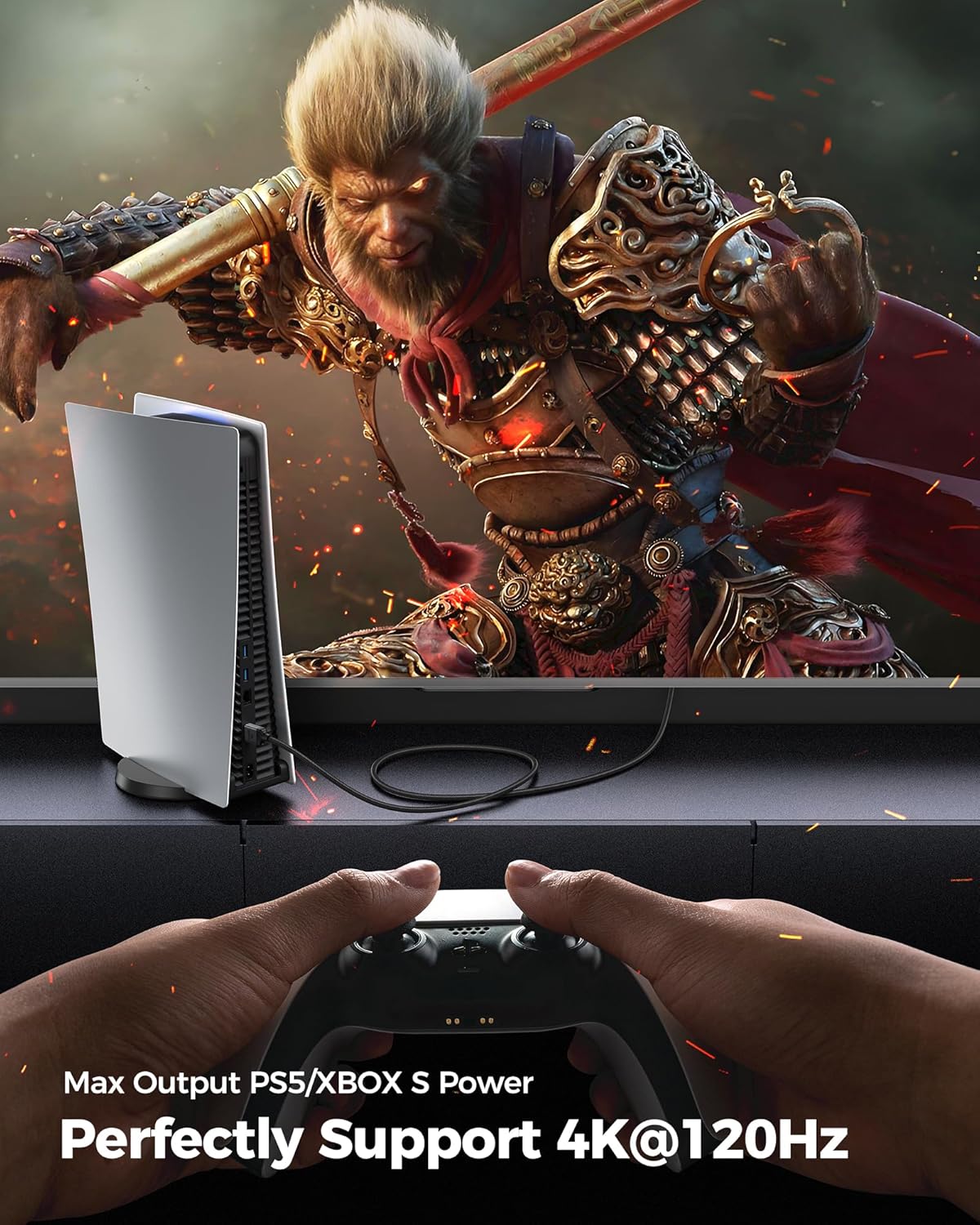 Silkland 10K 8K HDMI 2.1 Cable 10ft, (Upgrade Braided) Certified Ultra High Speed HDMI Cable [8K@60Hz, 4K@240Hz 120Hz] 48Gbps, HDR10, eARC, HDCP 2.2&2.3, Compatible for Soundbar/PS5/Xbox/Roku TV