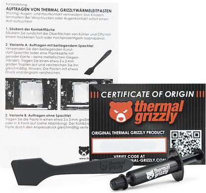 Thermal Grizzly Kryonaut - 1 Gram - Extremely High Performance Thermal Paste + 12 Cleaning Wipes 6 Wet & 6 Dry - for Demanding Applications and Overclocking CPU/GPU/PS4/PS5/Xbox