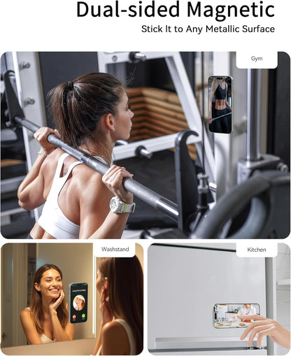 [2025 Newest] Magnetic Phone Grip for MagSafe Ring Holder, Magnet Phone Grip Stand Finger Kickstand Two-Sided Magnetic Compatible with iPhone 16 Pro/Max 15 14 13 12 11 Plus&Android (Pink)