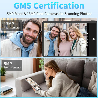 Android 15 Tablet 10 Inch, 26GB RAM+256GB ROM/2TB Expandable Tablet, 2 in 1 Tablets with Keyboard Case Mouse Stylus, 2.0GHz Octa-core CPU, IPS HD Screen, 5G WiFi BT 5.0, 8000mAh Battery (Silver)