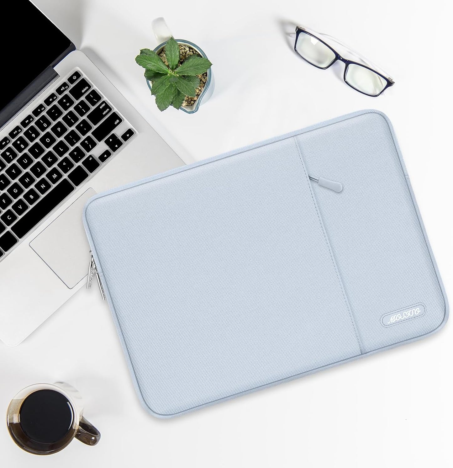 MOSISO Laptop Case 15 inch, 15 inch Laptop Sleeve Compatible with MacBook Air 15 M4 A3241 M3 A3114 M2 A2941 2025 2024 2023,Dell XPS 15,Polyester Vertical Computer Sleeve Bag with Pocket, Baby Blue