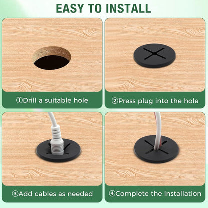 10Pcs Desk Grommet, 1" (25mm) White Silicone Cord Hole Cover, Flexible Rubber Wire Grommets, Wall Grommets for Cables Management, Table, Countertop, Cabinets and Furnitures Wire Organizer