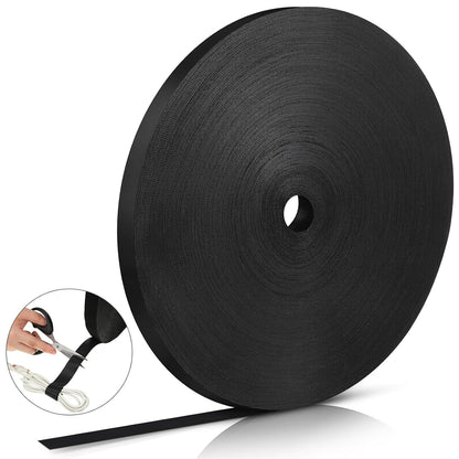 WILLBOND 3/4 Inch x 300ft Fastening Tape Cable Ties Reusable Fastening Nylon Tape Double Side Hook Roll Hook and Loop Straps Wires Cords Management Wire Organizer Straps (Black)