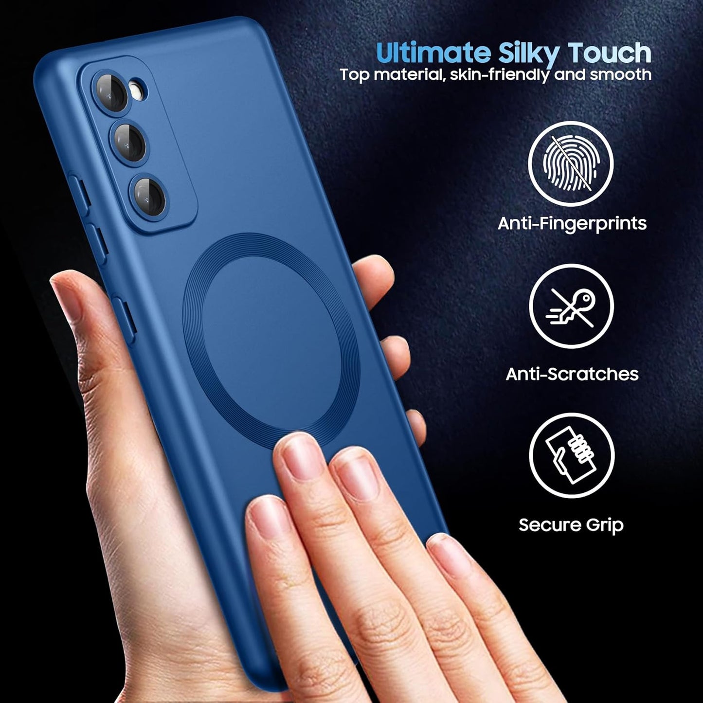 Magnetic for Samsung Galaxy S20 FE 5G Case 【Compatible with MagSafe Only】【Built-in Camera Lens Protector】 Slim Soft TPU Shockproof Phone Shell (Blue)