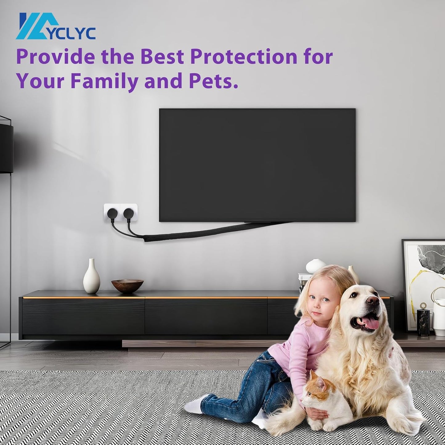 16.4ft 1/2inch Cord Cover, YCLYC Cord Protectors from Pets no Chew, Flexible Cord Covers for Pets, Easy Cable Management Sleeve, Wire Covers for Cords, Wire Protector for Pets, Audio, Computer