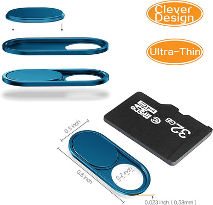 imluckies Metal Webcam Cover Slide, 0.023in Camera Cover for Laptop Computer, MacBook Pro/Air iMac iPad Tablet iPhone 8/7/6 Plus, Echo Show/Spot Web Camera Blocker Protect Your Privacy [2 Pack Blue]
