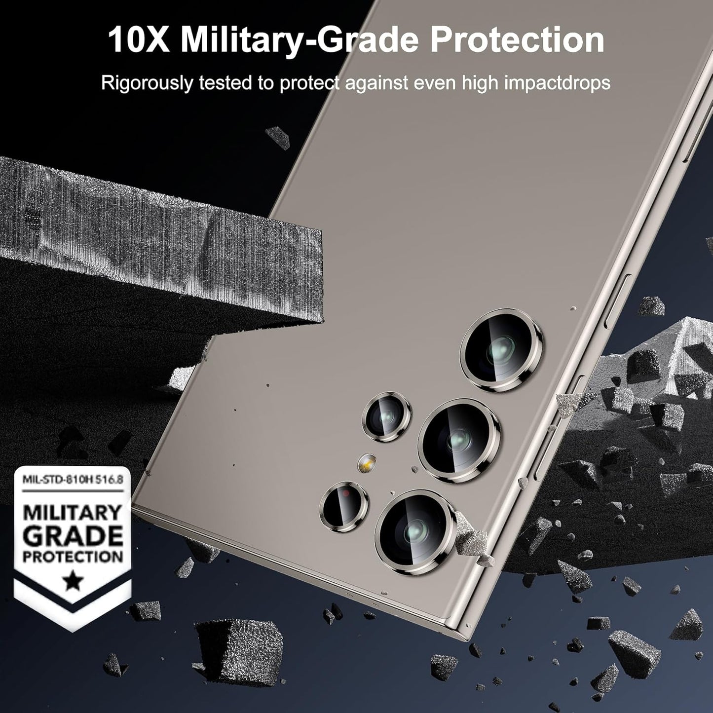 WSKEN for Samsung Galaxy S24 Ultra Camera Lens Protector, Ultra Thin Scratch Resistant 9H Tempered Glass with Aluminum Metal Circle Camera Screen Protector Cover Accessories, Gray