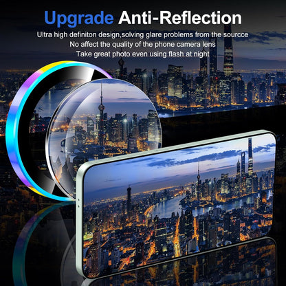 for Samsung Galaxy S25 Camera Lens Protector, Individual Metal Ring Tempered Glass Lens Cover, [Strong Adsorption] Scratch Resistant Ultra-Thin HD Clear Lens Cover, 1 Set-Colorful Ring