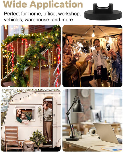 Magnetic Zip Tie Mount Wire Cable Holder, Include 10 Pcs 43mm Magnetic Cable Zip Tie Base with 50 Pcs Heavy Duty Zip, Multipurpose Wire Clips Management Base, Black