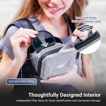 JJC Hard Lens Filter Pouch, 4-Pocket Filter Case for Circular Filter Up to 95mm with Belt Loop, Dustproof & Water-Resistant Camera Filter Storage Wallet for Photography ND UV CPL Filter