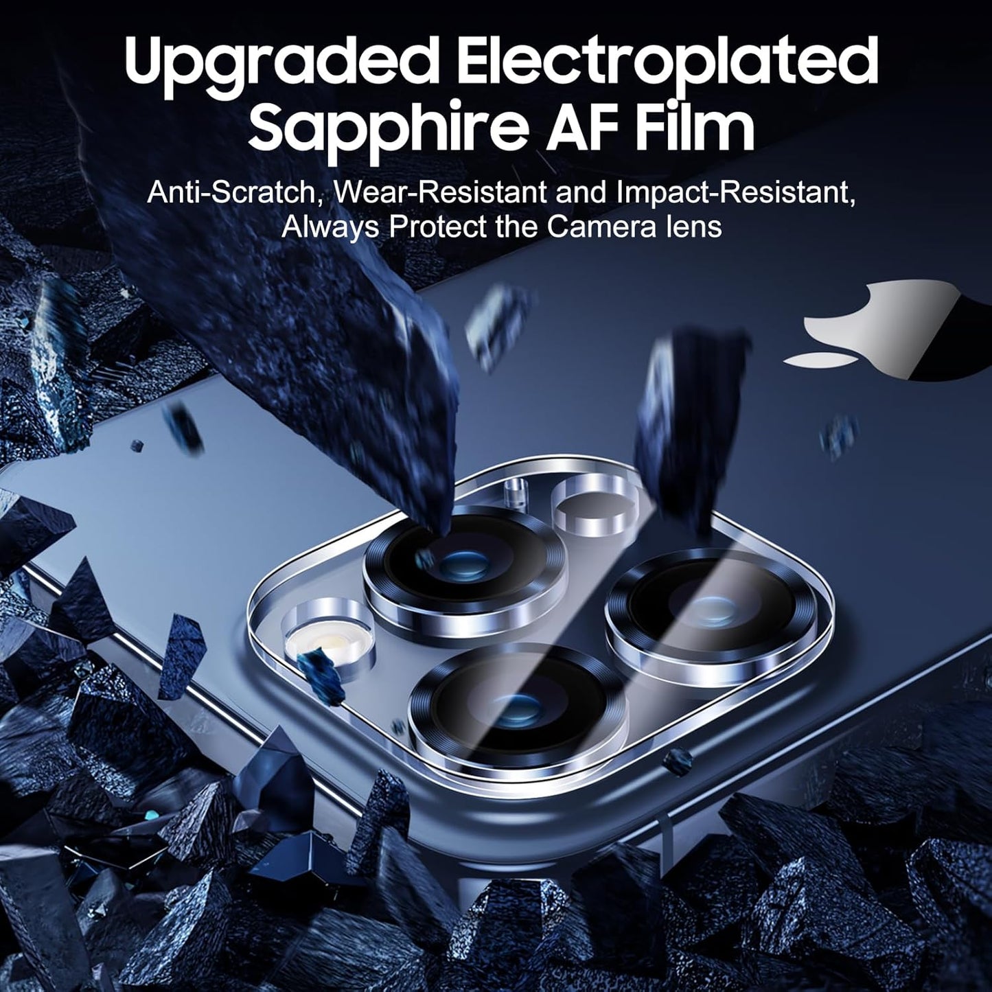 UniqueMe Compatible for 3 Pack iPhone 15 Pro/iPhone 15 Pro Max Camera Lens Protector, [Drop Protection] [Case Friendly] 9H Tempered Glass Camera Cover Screen [2023 New Version]- Blue