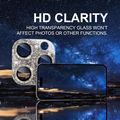 Choiche Compatible for iPhone 16 Pro/iPhone 16 Pro Max Camera Lens Protector, Bling Camera Cover with 9H Tempered Glass Lens Screen Protector Metal Ring Accessories (Glitter-Titanium Natural)
