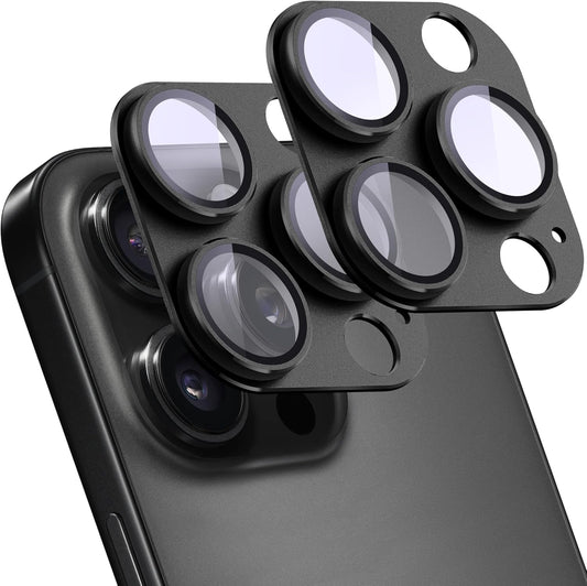 2 Pack Camera Lens Protector for iPhone 14 Pro/iPhone 14 Pro Max,[Not Easy to Breakn ] AR Tempered Glass Strong Adsorption Metal Camera Cover Screen-Black