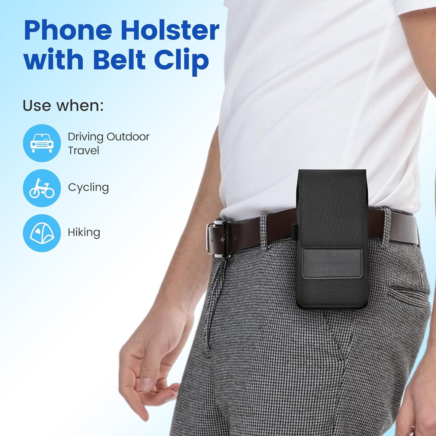 Mopaclle Nylon Cell Phone Holster for Belt, Compatible with iPhone 17 Pro Max/Air,iPhone 16 Pro Max,15 Pro Max, Galaxy S25 Plus, S24 Plus – Fits with Case On, Ideal Belt Holder for Technicians