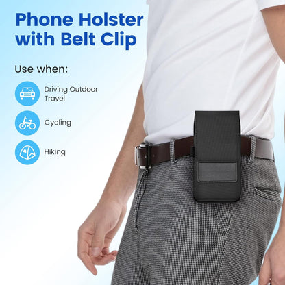 Mopaclle Nylon Cell Phone Holster for Belt, Compatible with iPhone 17 Pro Max/Air,iPhone 16 Pro Max,15 Pro Max, Galaxy S25 Plus, S24 Plus – Fits with Case On, Ideal Belt Holder for Technicians