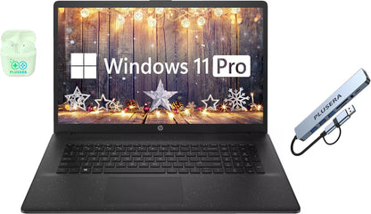 HP 17.3" Business Laptop Computer, 64GB RAM 2.2TB Storage (2TB SSD+256GB Docking Station Set), 10-Core Intel Core i5, Windows 11 Pro Laptop with Microsoft Office License Included, PLUSERA Earphones