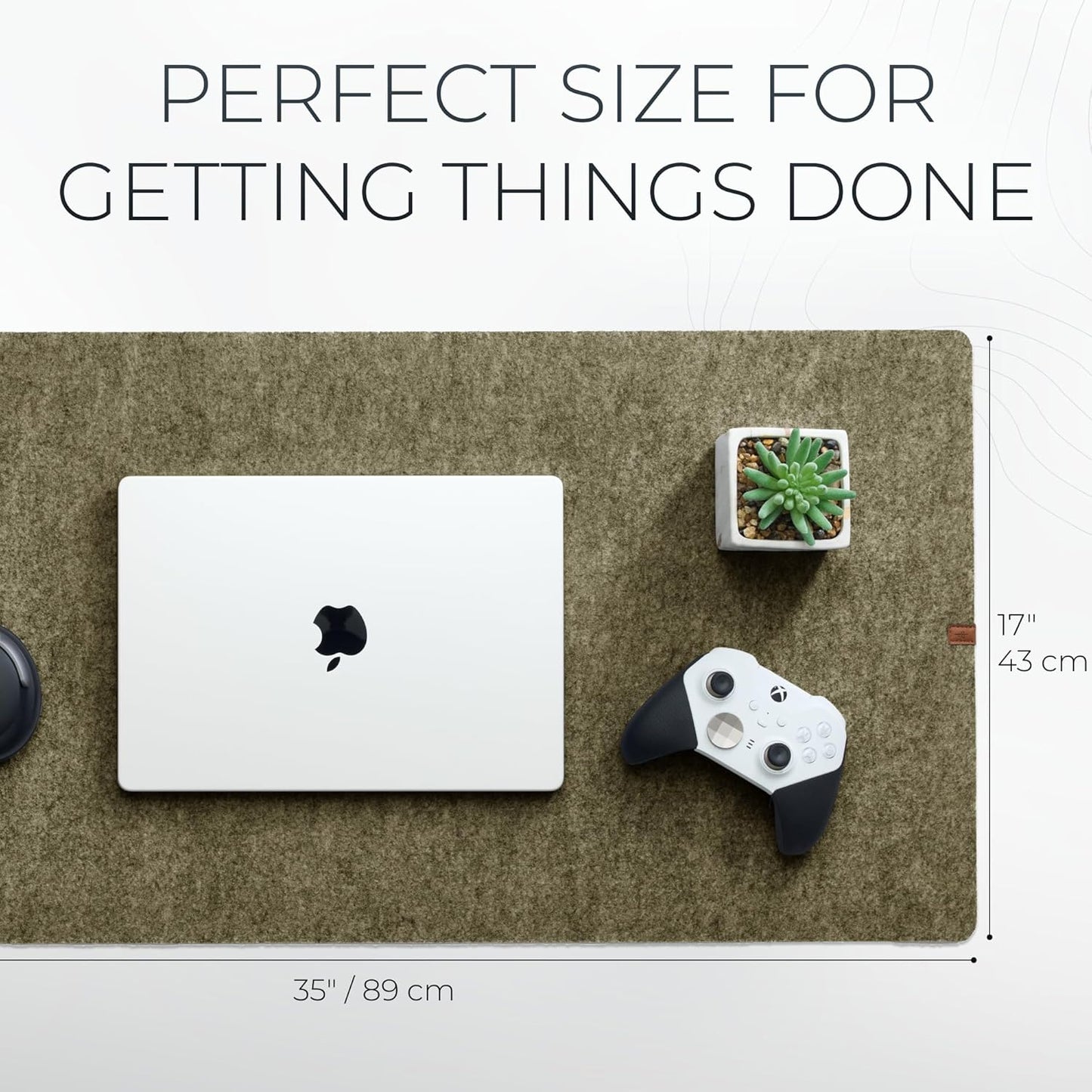 Nordik Large Felt Desk Mat – Timber Moss Green – 35 x 17 inch – Computer Desk Mat – Keyboard and Mouse Pad – Large Desktop Felt Pad