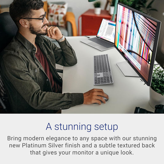 Dell S2722QC Monitor - 27 inch 4K USB-C , UHD (3840 x 2160) Display, 60Hz Refresh Rate, 8MS Grey-to-Grey Response Time, Built-in Dual 3W Speakers, 1.07 Billion Colors - Platinum Silver