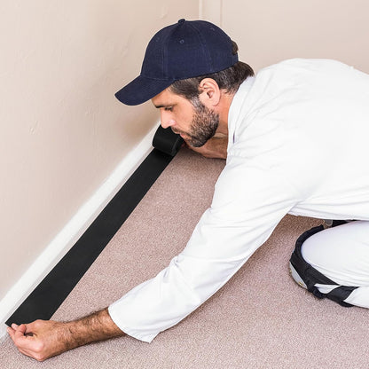 Cable Floor Strip Cord Cover Grip Floor Cable Protector Carpet Cable Management, Keep Cables Organized, Protect Cords and Prevent a Trip Hazard, 3 Inch x 10 Feet (60 Feet, Black)