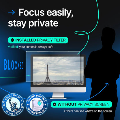 Acrylic 24 Inch Computer Privacy Screen Filter Compatible with 24 inch iMac (2021, 2022, 2023, 2024, M1, M3, M4) - 21.5" x 12.6" (547 x 320mm) - Monitor Frame Hanging Type