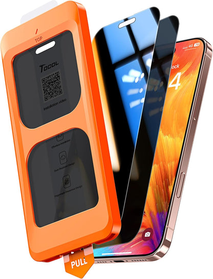 TOCOL for iPhone 16 Pro Max Privacy Screen Protector True 25°Anti Spy 9H+ Hardness Tempered Glass for Full Coverage Easy Installation, 2 Pack