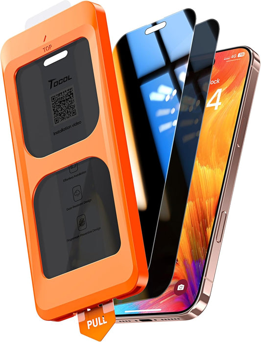TOCOL for iPhone 16 Pro Max Privacy Screen Protector True 25°Anti Spy 9H+ Hardness Tempered Glass for Full Coverage Easy Installation, 2 Pack