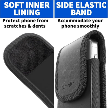 Holster for iPhone 17 Air, 17 Pro, 17, 16e, 16, 16 Pro, 15, 15 Pro, 14, 14 Pro, 13, 13 Pro - Leather Holster Case with Belt Clip, Pouch with Magnetic Closure (Fits Slim/Thin Case Only)