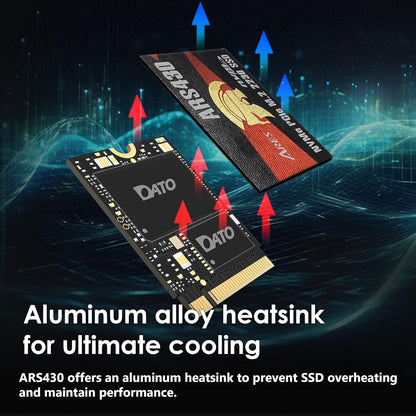 DATO 2TB M.2 2230 SSD, PCIe Gen 4x4 NVMe Internal Solid State Drive with Heatsink, Up to 5000/3200 MB/s, Compatible with Steam Deck, ROG Ally, Surface Pro, Mini PCs, Ultrabook, ARES ARS430