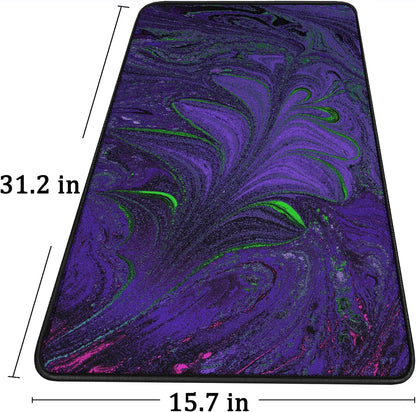 Large Mouse Pad with Stitched Edges, Durable Non-Slip Natural Rubber Base, Waterproof Computer Keyboard Pad Mat for Esports Pros/Gamer/Desktop/Office/Home - Purple Green