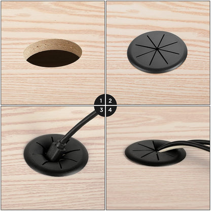 HYCC 2 Pack 2-3/8 Inch Flexible Desk Grommet,Organize Wires and Cables on Office Equipment, Computer Components, Entertainment Systems Effectively - Color: Black