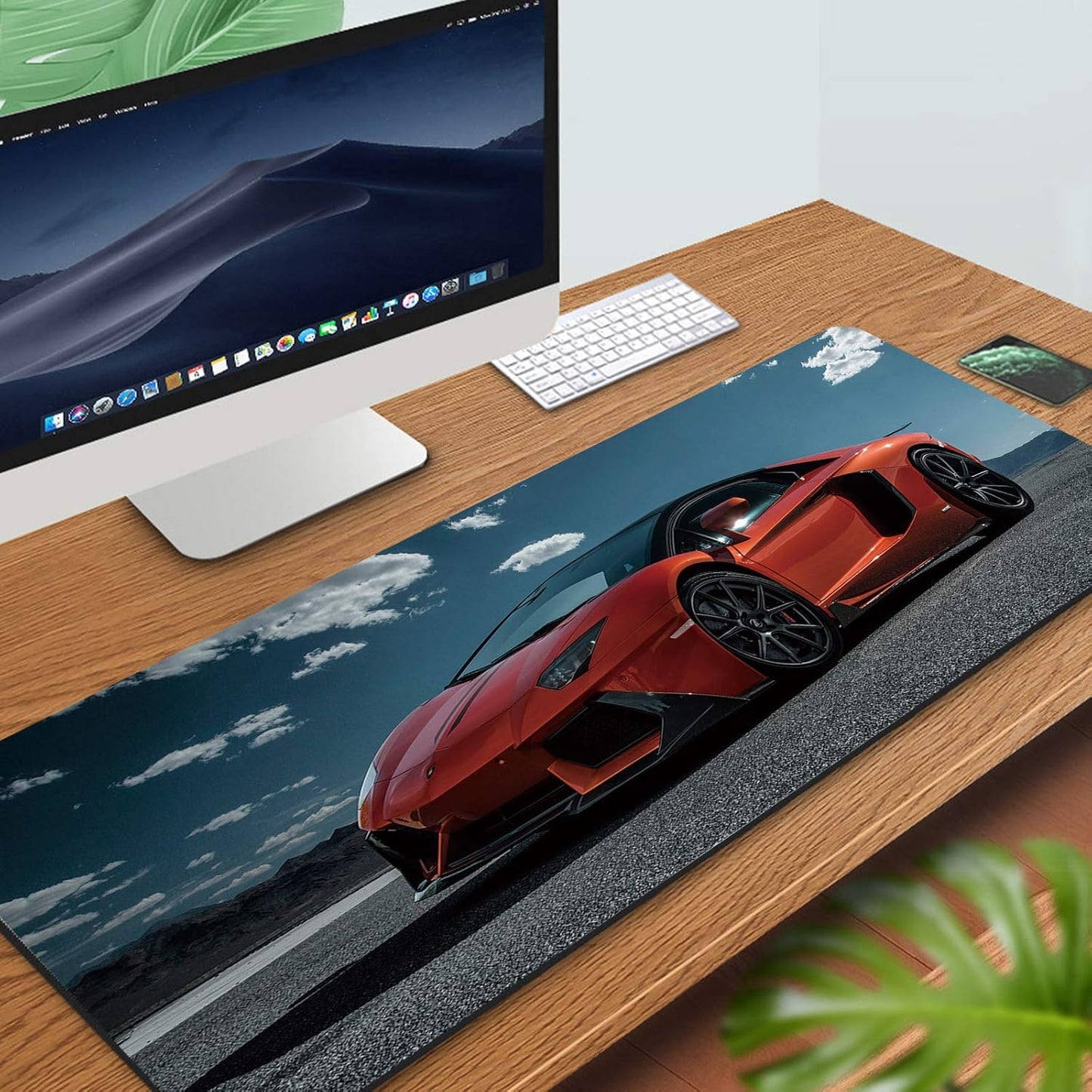 RTGGSEL 31.5x11.8 Inch Non-Slip Long Extended Large Gaming Mouse Pad with Stitched Edges XL Laptops Keyboard Mouse Mat(Lambo)