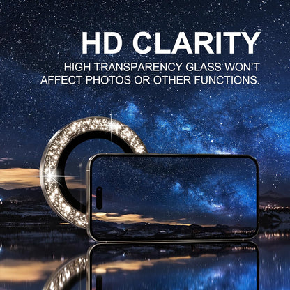 Choiche Compatible for iPhone 16 Pro/iPhone 16 Pro Max Camera Lens Protector Bling, 9H Tempered Glass Camera Cover Screen Protector Metal Ring Decoration Accessories(Glitter-Titanium Desert)