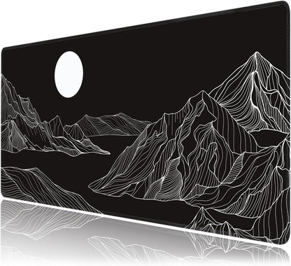 Black and White Mountain Large Mouse Pad,Gaming Keyboard Desk Pad,Extended Mouse Mat Non-Slip Rubber Base with Stitched Edges for Office Game Home XXL 35.4"x15.7"