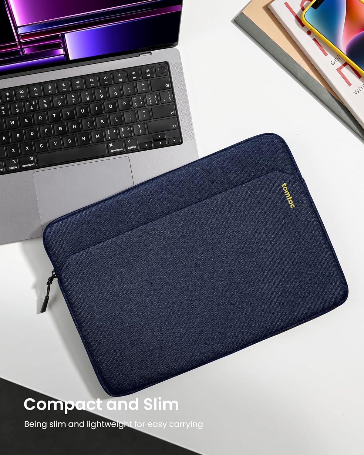 tomtoc Slim Laptop Sleeve for 14-inch MacBook Pro M4/M3/M2/M1 Pro/Max 2024-2021, Water-Resistant Protective Case for 13.8 Inch Surface Laptop AI PC, Accessory Bag