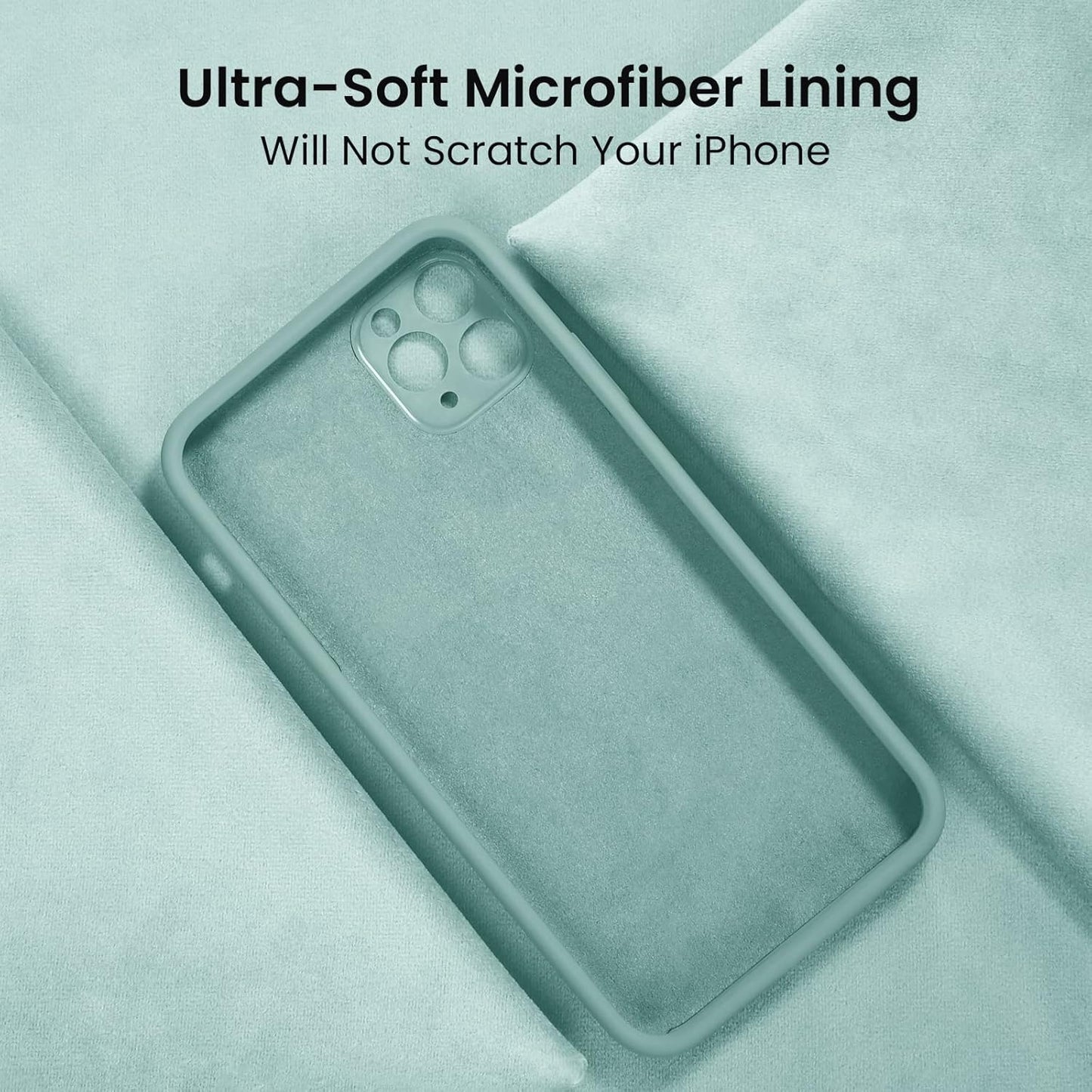 FireNova Designed for iPhone 13 Pro Max Case, Silicone [Camera Protection] Phone Case with [2 Screen Protectors], Soft Anti-Scratch Microfiber Lining Inside, 6.7 inch, Mint Green